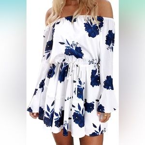 Off the Shoulder Strapless Floral Print Dress